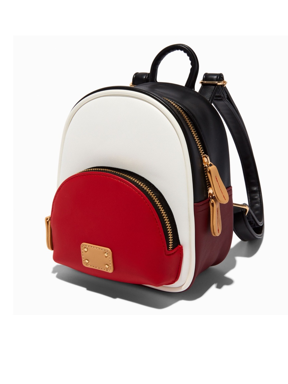 Claire's Red, White & Black Mini Backpack with Gold Hardware